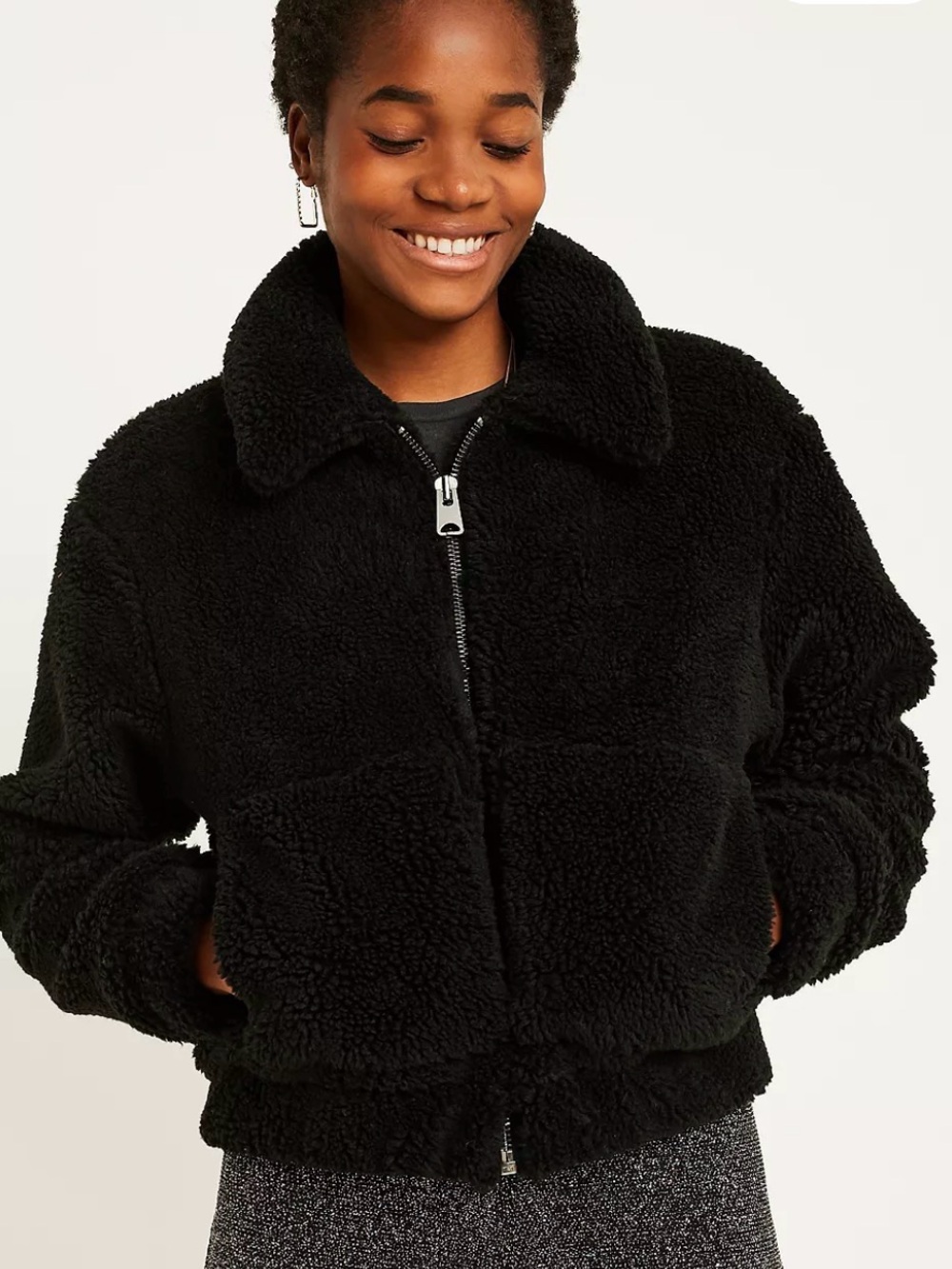 OU Black Teddy Crop Jacket